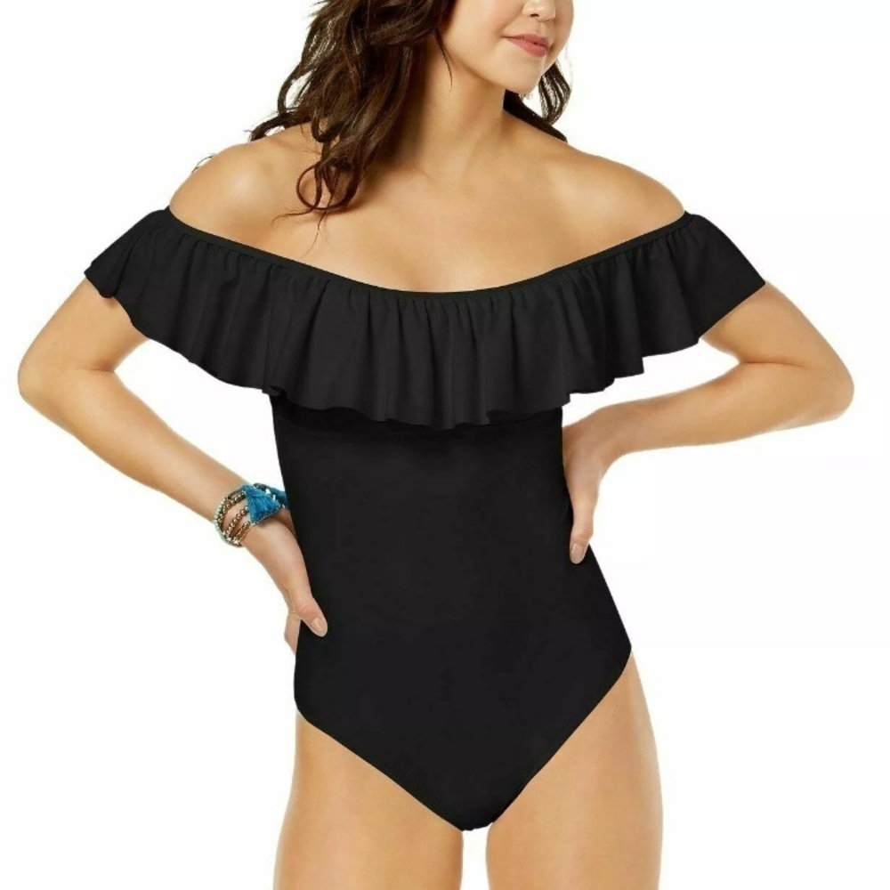 Raisins Barbados Ruffle off the shoulder swimsuit